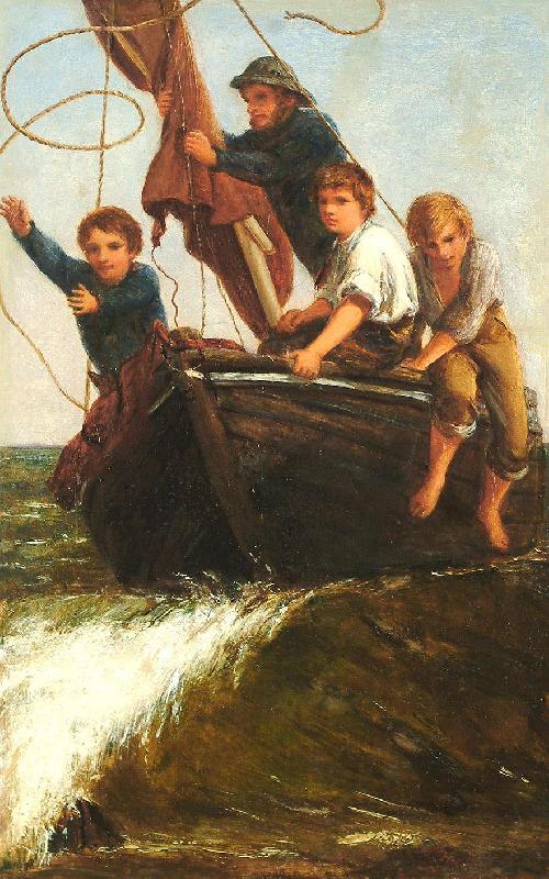 James Charles Bringing the boat ashore oil painting image
